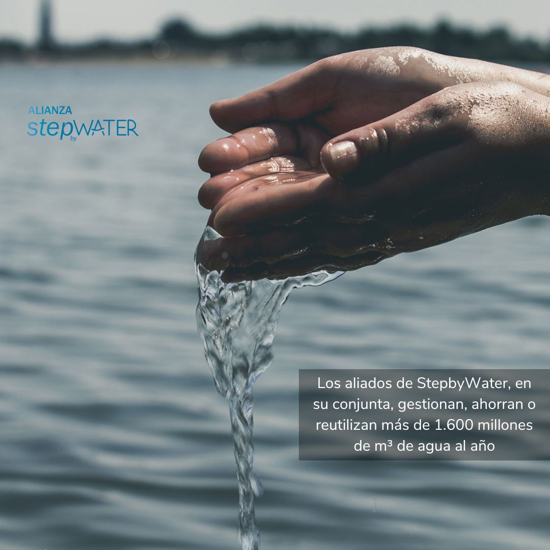Los aliados de StepbyWater, en su conjunta, gestionan, ahorran o reutilizan más de 1.600 millones de m³ de agua al año, el equivalente a 640.000 piscinas olímpicas